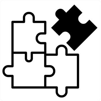 rompecabezas y juego icono concepto en negro línea color vector