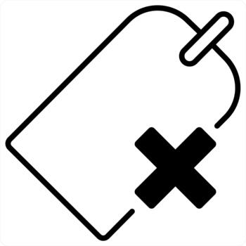 Wrong Tag and label icon concept in black line color vector