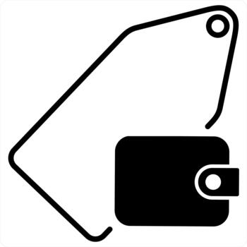 Wallet Tag and label icon concept in black line color vector