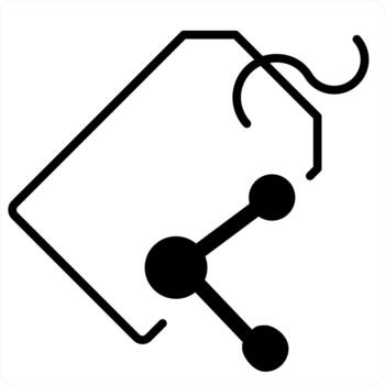 Share Tag and label icon concept in black line color vector