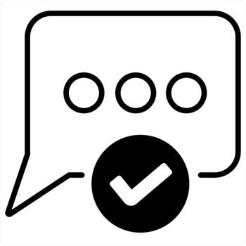 Approved Message and verify icon concept in black line color vector