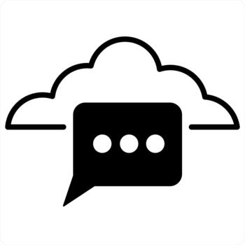 nube mensaje y nube concepto en negro línea color vector