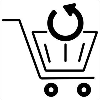 Update Cart and update trolley icon concept in black line color vector