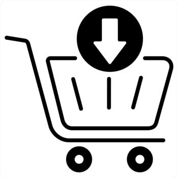 Upload Cart and refresh trolley icon concept in black line color vector