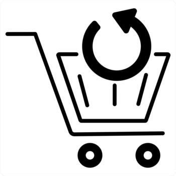 Update Cart and trolley icon concept in black line color vector