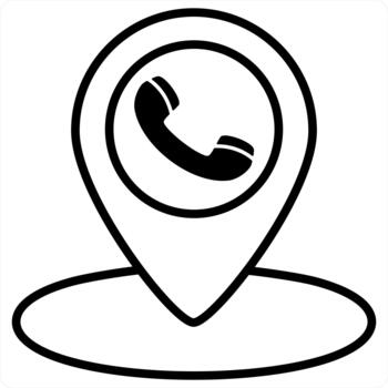 Call Location and pin icon concept in black line color vector