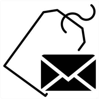 Message Tag and label icon concept in black line color vector