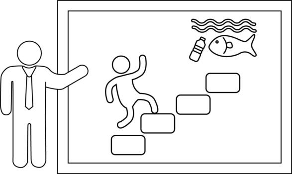 un imagen muestra un altavoz siguiente a un gráfico de un persona alpinismo escalera hacia agua contaminación vector