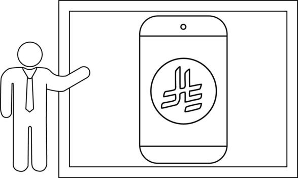 un palo figura regalos un teléfono pantalla mostrando un logo dentro un marco vector