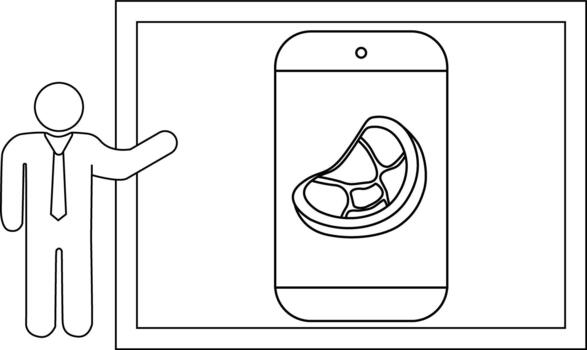 un palo figura regalos un teléfono pantalla demostración un filete gráfico conjunto en contra un rectangular marco vector