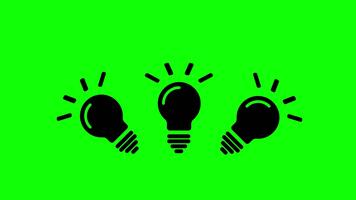 imágenes muestra bombillas apareciendo y desapareciendo en un verde pantalla fondo, simbolizando ideas, innovación, y problema resolviendo en un dinámica y atractivo visual representación. video