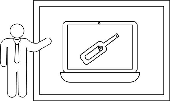 un figura puntos a un pantalla mostrando un botella con un Desplazarse dentro dentro un enmarcado ajuste vector