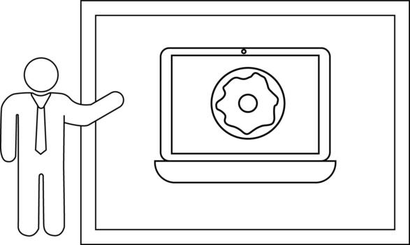 figura presentación un ordenador portátil mostrando un rosquilla imagen dentro un enmarcado contexto vector
