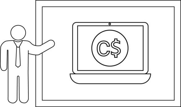 presentación de un ordenador portátil mostrando el canadiense dólar símbolo vector
