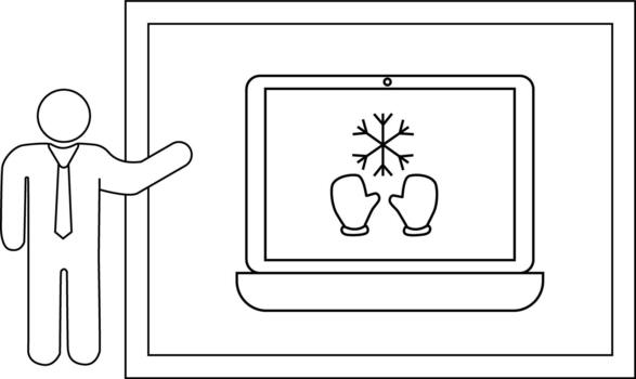 palo figura puntos a un pantalla demostración invierno guantes y un copo de nieve dentro un de doble línea rectángulo vector
