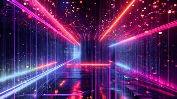 neon luci astratto sfondo futuristico raggiante tunnel animazione movimento grafica immagini effetto uno cento video
