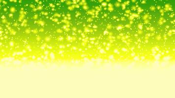 A vibrant green and yellow gradient background with scattered glowing particles and bokeh effects overlaying it video