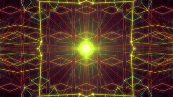 Kaleidoscope abstract background animation with glowing shapes and seamless looping visuals for vj video