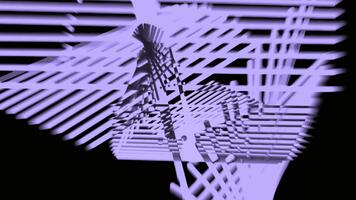 Abstract animation with purple lines and shapes on black background modern design visual effect art video