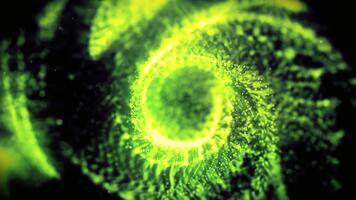 astratto verde tunnel con raggiante particelle e profondità di campo effetto la creazione di un' vortice Guarda video