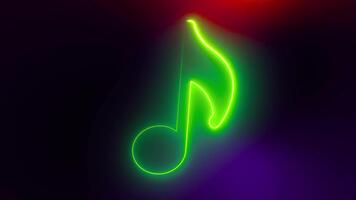 Neon green music note animation loop background for dj visuals and party music videos and song visuals