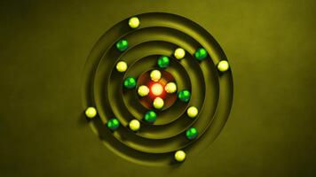 atom- strukturera animering med elektroner kretsande de kärna för vetenskap utbildning och inlärning videoklipp video