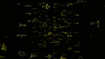 matemáticas ecuaciones antecedentes animación para educación, Ciencias y tecnología concepto con fórmulas video