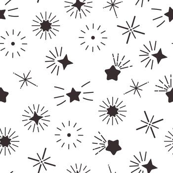 Seamless Pattern with Black Twinkling Stars On A Pristine White Backdrop, Creating A Celestial, Enchanting Design vector