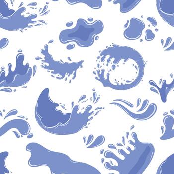 Seamless Pattern Featuring Water Splashes, Blobs, Splatters And Drops In A Dynamic And Refreshing Design vector