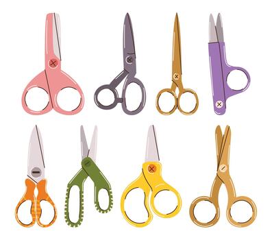 Sleek Scissors Featuring Sharp Stainless Steel Blades With Ergonomic Handles For Precise Cutting, Illustration vector