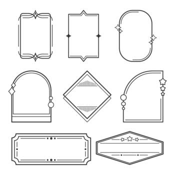 Line Frames Collection Featuring Intricate Designs And Patterns, Offering Stylish And Versatile Way To Showcase Photos vector