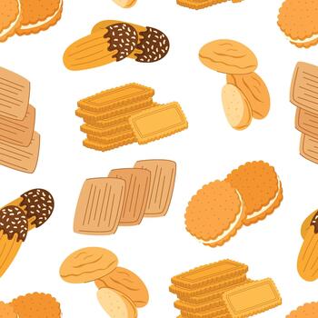Delightful Seamless Pattern Adorned With An Array Of Scrumptious Cookies, Creating A Sweet And Inviting Design vector
