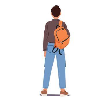 Man Wearing A Backpack On One Shoulder, Illustrating An Incorrect Pose, Potentially Causing Discomfort vector