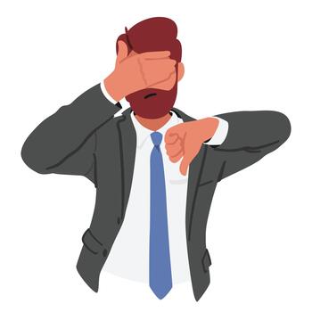 masculino personaje mostrando su claro descontento y desaprobación de el situación. hombre expresión convertido agrio vector