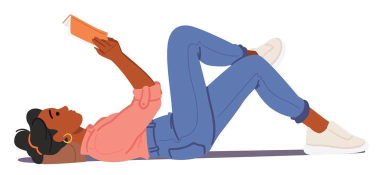 Optimal Reading Posture, Female Character Lying On Back With A Supportive Pillow, Maintaining A Straight Spine vector