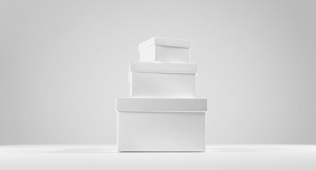 Clean white gift boxes stacked neatly creating a sense of anticipation and opportunity for any special occasion or product launch photo