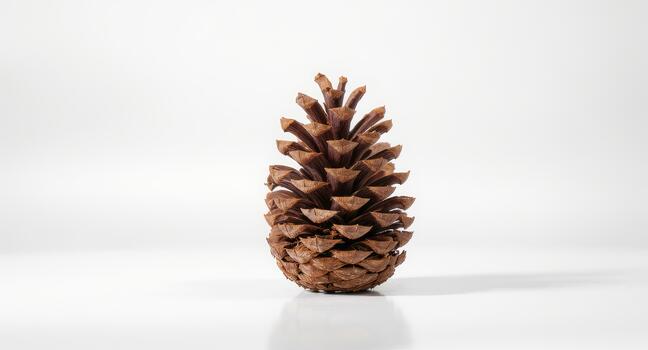 Natural brown pinecone on white background for festive holiday crafts and seasonal design projects adding rustic charm and a touch of nature's beauty photo