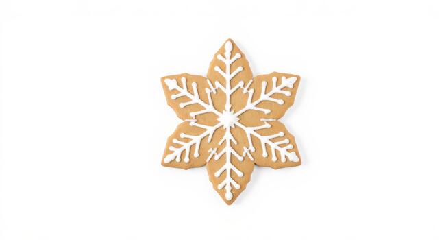 Festive snowflake cookie with intricate icing detail, perfect for holiday baking projects and seasonal promotions, adding a touch of sweet winter magic. photo