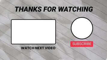 skrynkliga vit papper textur slutet skärm mall med prenumerera knapp och platshållare video