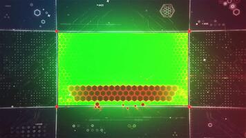 Futuristic technology promo with neon glow digital backdrop and green screen effect design with four long slideshow presentation templates with chroma key effect video