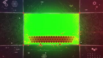 Neon- glühen futuristisch Technik Präsentation mit abstrakt Digital Design und Grün Bildschirm bewirken Hintergrund mit acht lange Diashow Präsentation Vorlagen mit Chroma Schlüssel bewirken und Intro Animation video