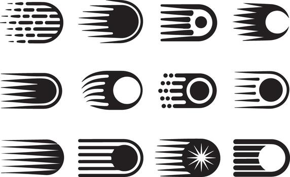 cometa y meteorito volador en exterior espacio con velocidad movimiento, arrastrando estrella concepto vector