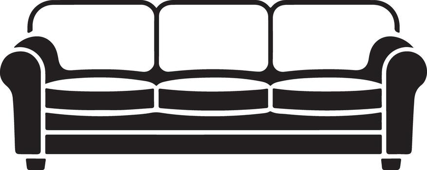 Three seated sofa couch in simple vector