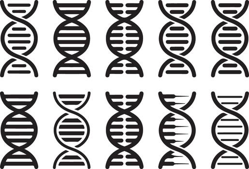 conjunto de adn hélice diseño para educación y Ciencias noventa caracteres vector