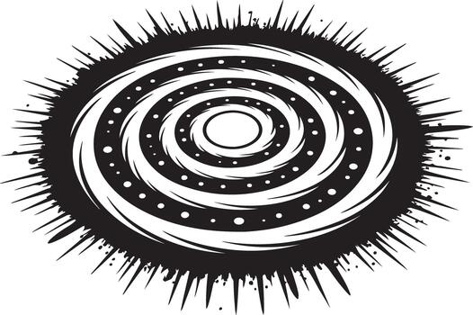 Abstract spiral tunnel with dots in the center and chaotic splash around it vector