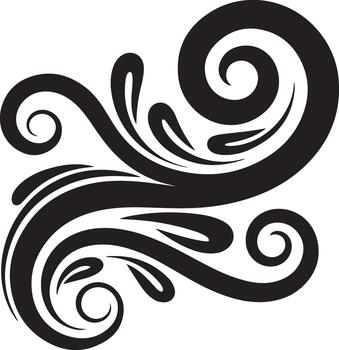 Ornamental Swirl Element Illustration in Black on Checkered Pattern Background vector