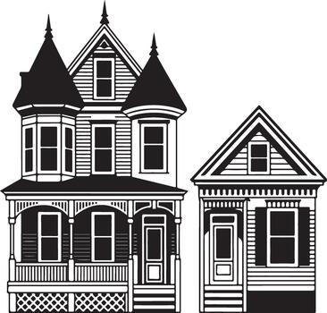Victorian house architecture building residence structure facade style and window vector