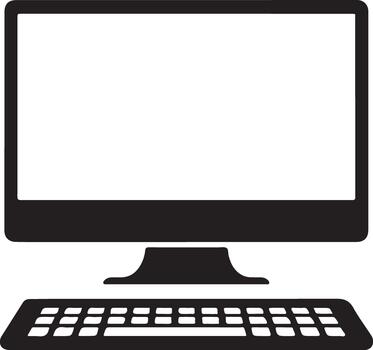 Computer monitor and keyboard icon illustration vector