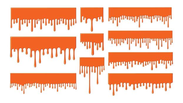 Abstract orange rectangles with dripping paint effect for graphic design elements vector