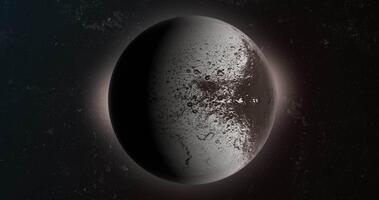 iapetus, saturnus måne, roterande i dess egen bana i de yttre Plats video